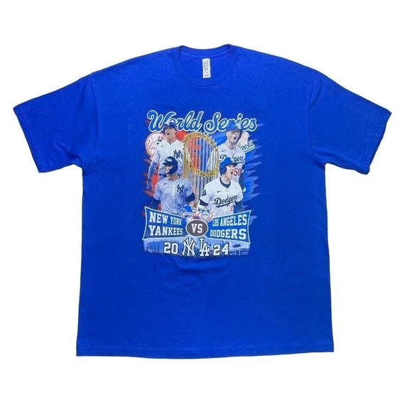 2024 World Series New York Yankees x LA Los Angeles Dodgers baseball shirt XXL - Picture 2 of 4